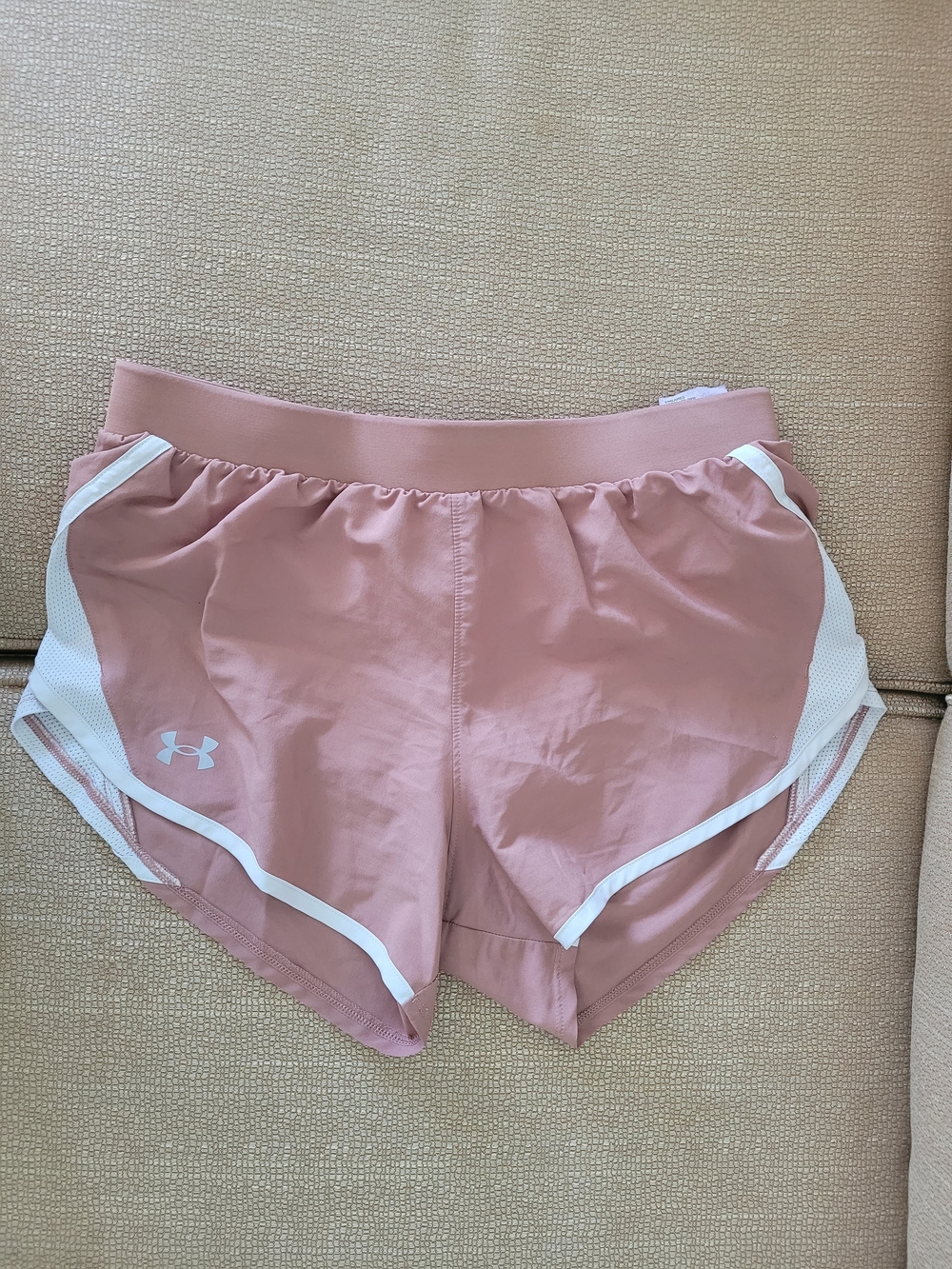 Under Armour Women’s Rose Pink Athletic Shorts with White Trim